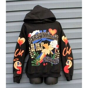 Go Big or Go Home Unloose Personality Black Hoodie Size Medium Unisex Mens Women